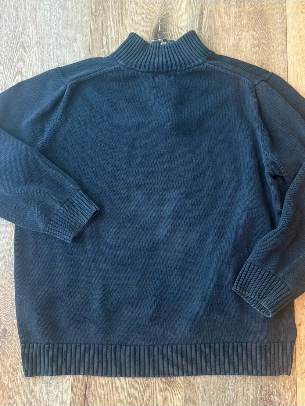 L.L. Bean Men's Dark Navy Half-Zip Sweater XXL Heavy Cotton Mock Neck